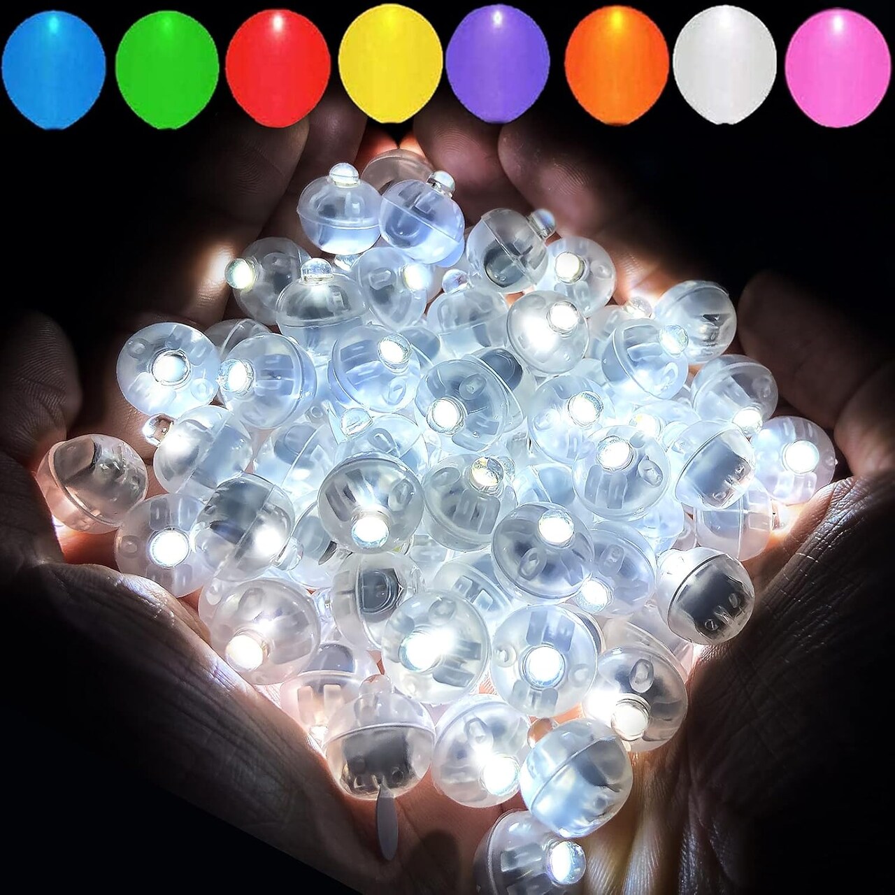 100pcs White Balloon Lights,Long Standby Time Waterproof Mini Light,Battery Powered,Round LED Ball Lamp for Latex Balloon Paper Lantern Party Wedding Festival Christmas Halloween Decorative